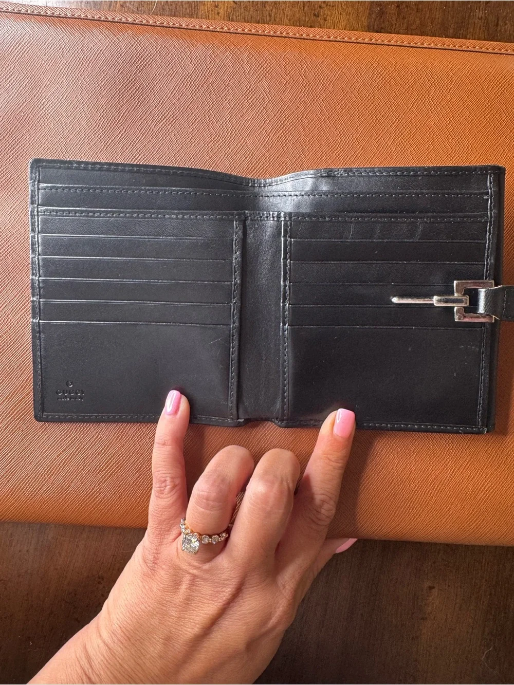 Gucci Vintage Hasler Horsebit Wallet Black GG Monogram Canvas